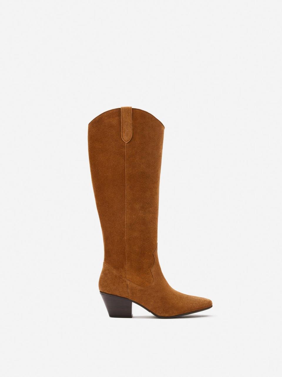 6) Saffron Knee High Boots in Tan Suede