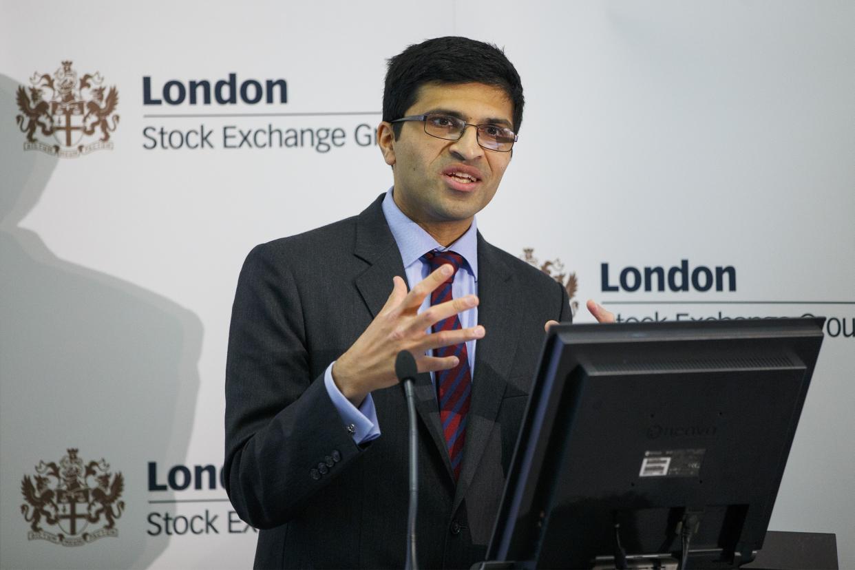 LONDON, UNITED KINGDOM - SEPTEMBER 11: Nikhil Rathi makes a presentation following the opening the market and launch of London Stock Exhchange and Borsa Istanbul's agreement to trade futures and options based on Turkey's blue-chip BIST 30 Index at the London Stock Exchange on September 11, 2015 in London, England. (Photo by Tolga Akmen/Anadolu Agency/Getty Images)