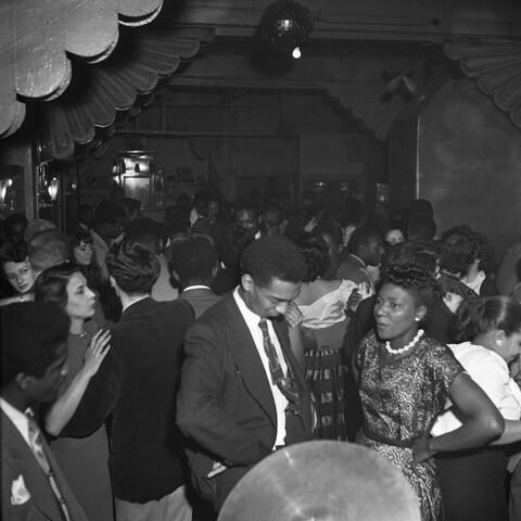 Crowds on the dance floor at the Sunset Club in Soho, London, December 1951 - Credit: TopFoto Archives