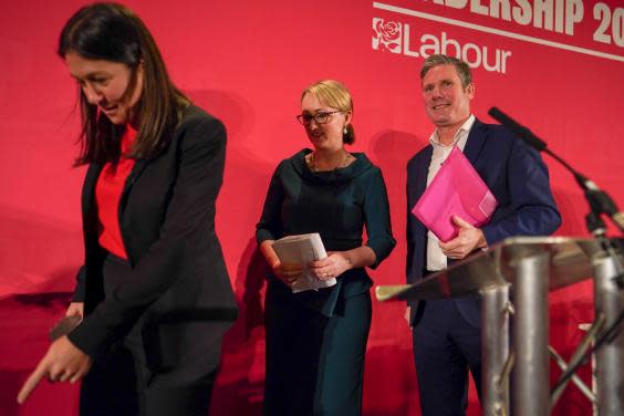 Nandy, Rebecca Long-Bailey and Keir Starmer during the Labour leadership contest (Getty)