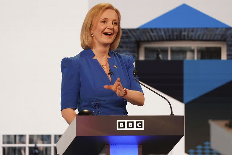 Liz Truss, durante un debate de la BBC durante su competencia con Rishi Sunak