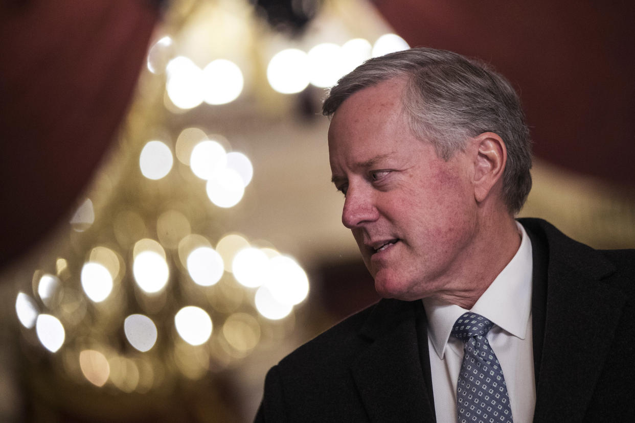 Rep. Mark Meadows (R-N.C.), chairman of the conservative House Freedom Caucus, speaks to reporters Monday on Capitol Hill.&nbsp; (Photo: Drew Angerer via Getty Images)