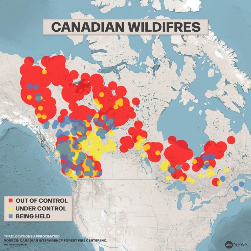 PHOTO: Canadian Wildfires (ABC News, Canadian Interagency Forest Fire Center, Inc.)