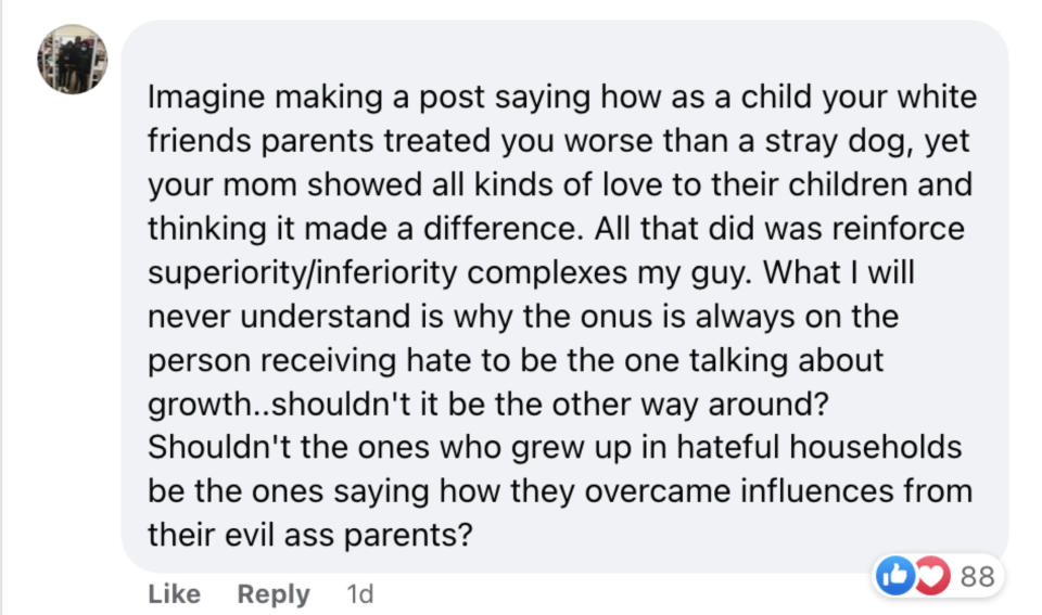 Screenshot of a Facebook comment