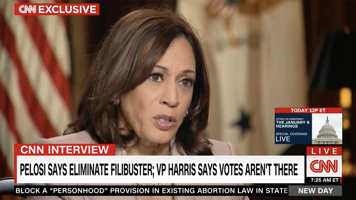 Vice President Kamala Harris sits for an interview.