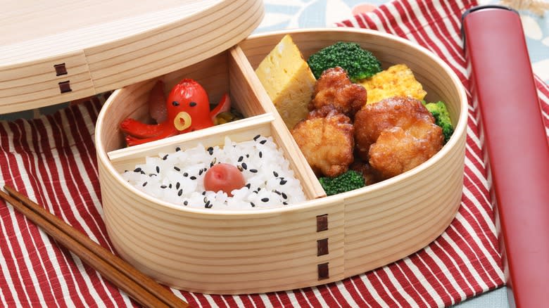 Cute bento box with umeboshi