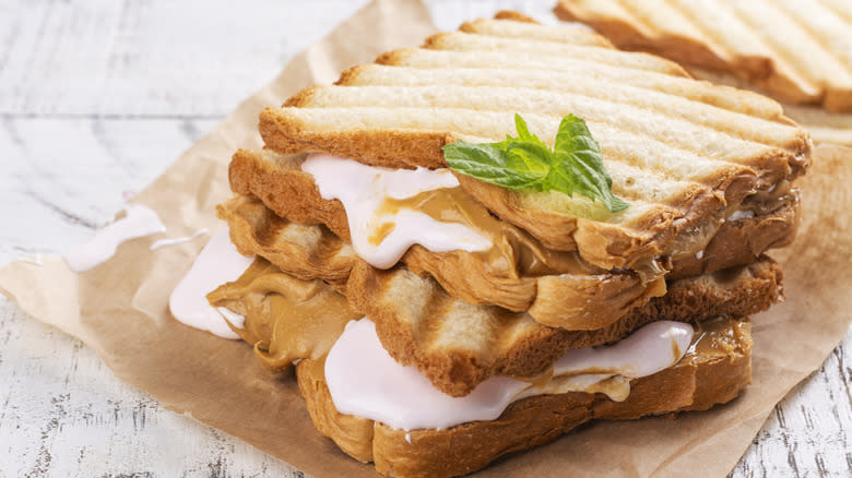 Peanut butter and marshmallow sandwich
