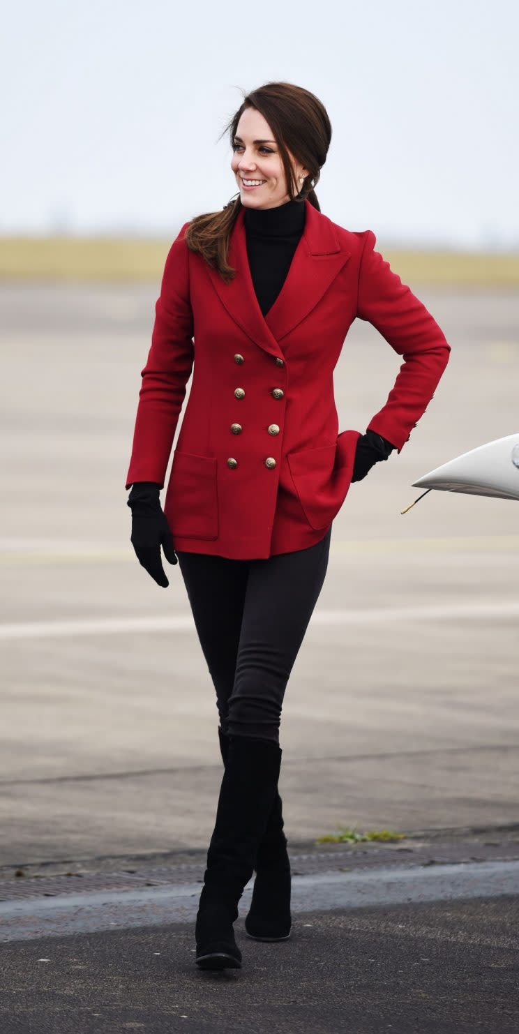 The Duchess dressed-to-occasion in a military-inspired jacket [Photo: PA Images]