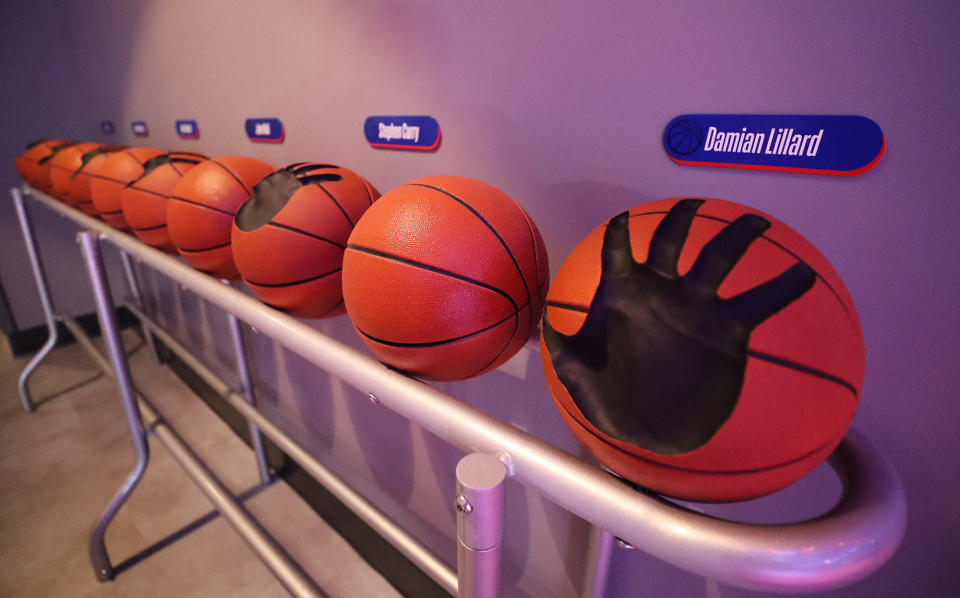 Opening day for NBA Experience, a basketball-driven interactive attraction at Disney Springs in Orlando, Fla., on August 12, 2019. (Ricardo Ramirez Buxeda/Orlando Sentinel/Tribune News Service via Getty Images)