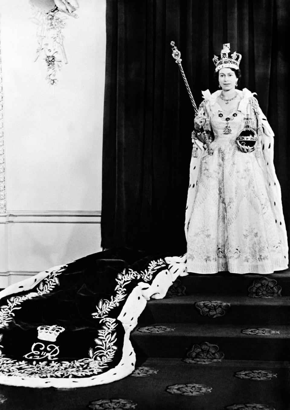 The Queen during her coronation on June 2, 1953. (Getty Images)