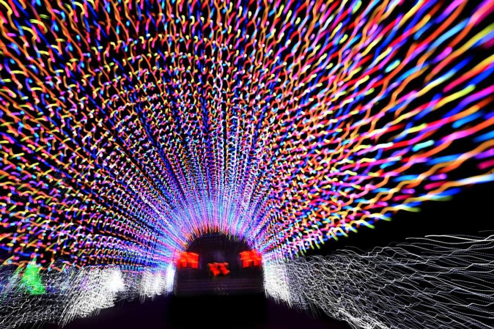 With children’s faces glued to the windshield or popping out of sunroofs, thousands of viewers are greeted by a tunnel of lights for this, the 35th annual, Christmas in the Park at Longview Lake Campground. This magical winter wonderland features one million lights and 175 animated displays. Donations benefit 39 local charities. Since its inception, Christmas in the Park has donated more than 1 million dollars to charities in the Kansas City area.