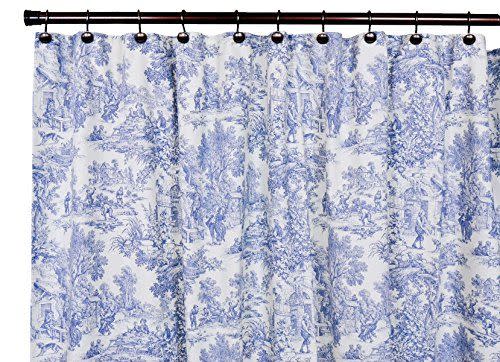 <p><strong>Ellis Curtain</strong></p><p>amazon.com</p><p><strong>$46.52</strong></p><p><a href="https://www.amazon.com/dp/B003QCJXH0?tag=syn-yahoo-20&ascsubtag=%5Bartid%7C10060.g.40773227%5Bsrc%7Cyahoo-us" rel="nofollow noopener" target="_blank" data-ylk="slk:Shop Now;elm:context_link;itc:0;sec:content-canvas" class="link ">Shop Now</a></p><p>Toile has gone in and out of vogue for the las 200-plus years, and its most recent resurgence in home decor shows no sign of fading. Its origins are rooted in Ireland, though its popularity took hold in late 18th-century France. </p><p>These days, there are fresh takes on its traditional elaborate pastoral scenes, though the print on this lovely shower curtain plays it straight. It's 100 percent cotton and comes in pretty pink or eye-catching black, both on white backgrounds. </p><p>Even better: If you want to go all-out with the look, it comes in everything from curtains and valances to standard shams and throw pillows in the exact same print. </p>