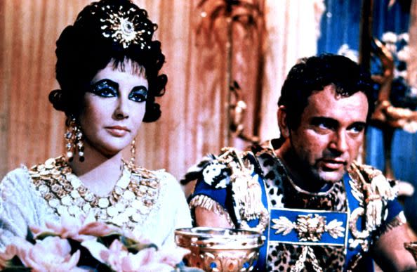 Darlene Hammond/Hulton Archive/Getty Images Elizabeth Taylor and Richard Burton in costume for the movie <i>Cleopatra</i>