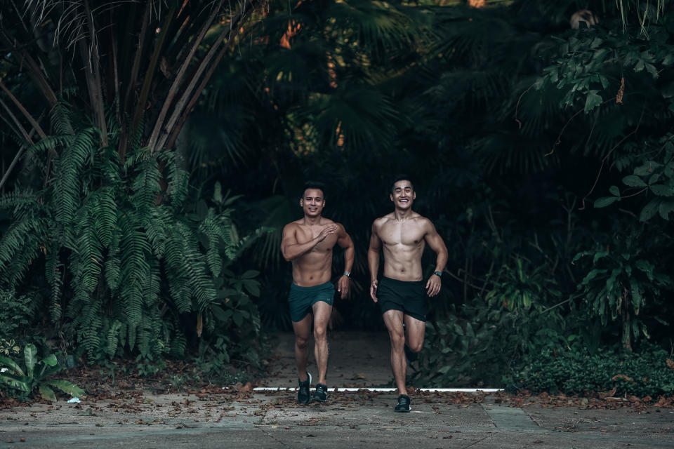 Joseph (left) and Brandon work out regular in gyms, and also go for runs.