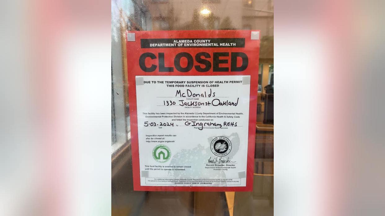 <div>Oakland's Jackson Street McDonald's is currently shut down due to a rat infestation.</div>