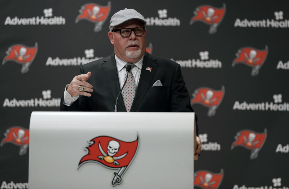 Bruce Arians became the fifth Bucs head coach since Jon Gruden’s final 2008 season in Tampa. (AP)