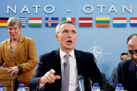 NATO Secretary-General Jens Stoltenberg chairs a meeting of NATO foreign ministers at the Alliance headquarters in Brussels, Belgium, December 6, 2016. REUTERS/Francois Lenoir