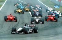 FILE PHOTO: McLaren-Mercedes' Mika Hakkinen leads from the first corner of the Spanish Grand Prix in Barcelona, ahead of team mate David Coulthard and the two Ferraris of Eddie Irvine and Michael Schumacher.