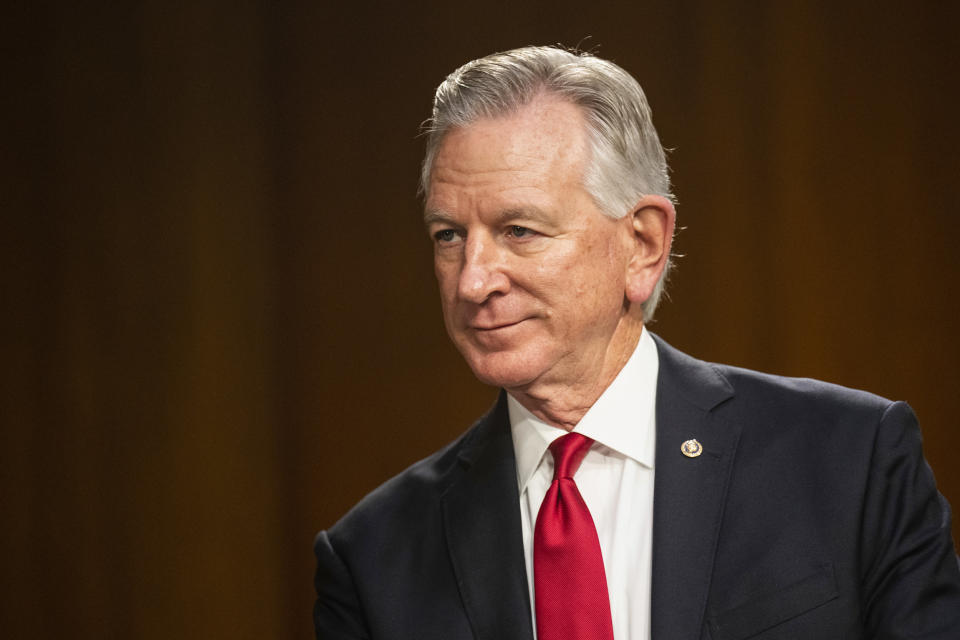 Sen. Tommy Tuberville, R-Ala., at the Capitol on May 2, 2023. (Bill Clark / CQ-Roll Call via AP file)