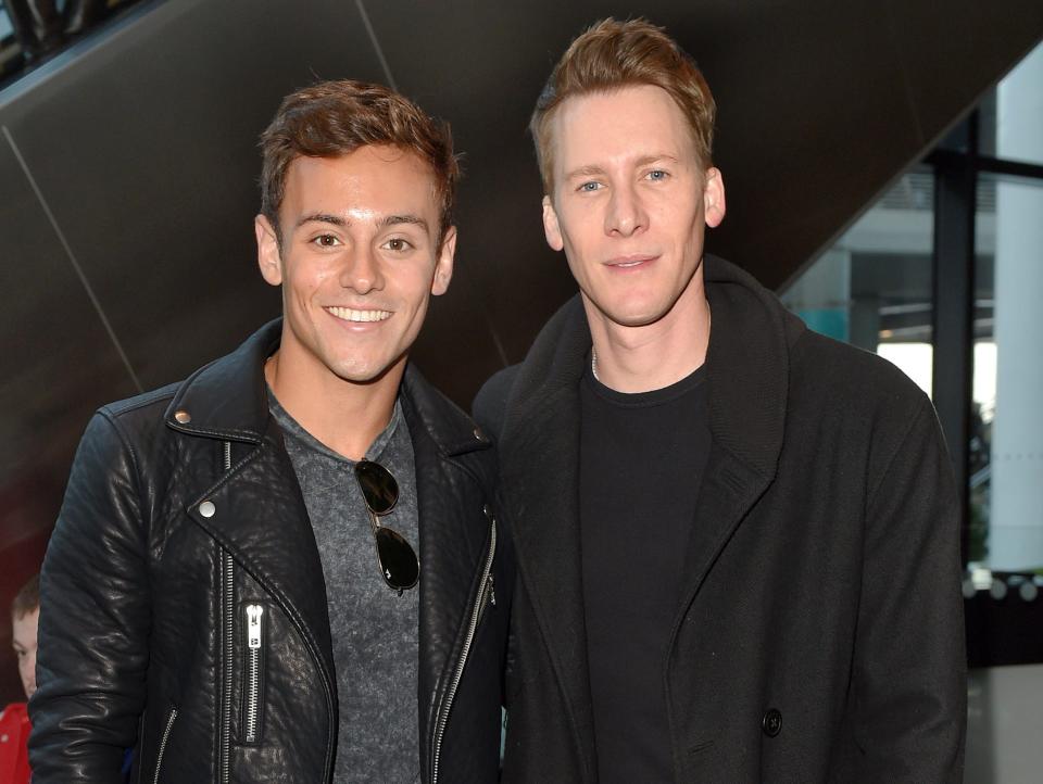 Tom Daley and Dustin Lance Black in 2015 dressed in all black