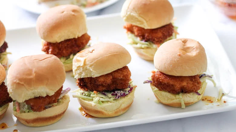 Fried chicken and slaw sliders