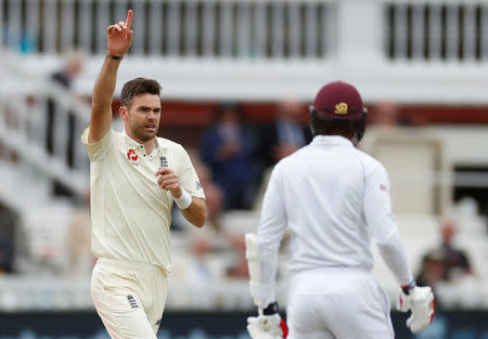 Cricket - England vs West Indies - Third Test - London, Britain - September 7, 2017 England's James Anderson celebrates taking the wicket of West Indies' Kyle Hope Action Images via Reuters/Andrew Boyers