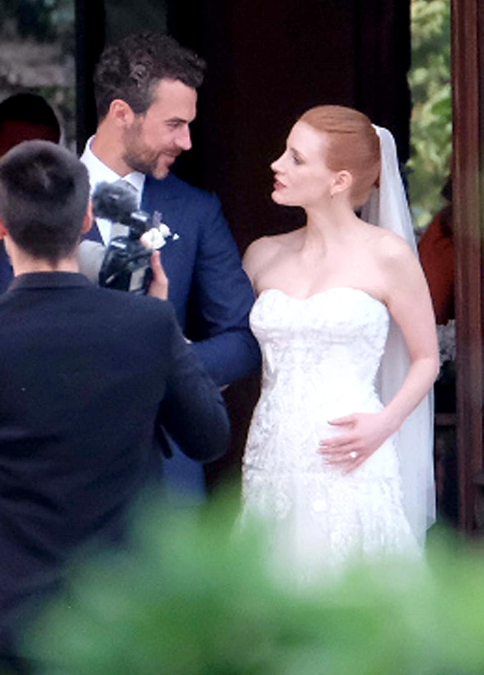 Jessica Chastain at her wedding to Gian Luca Passi de Preposulo in Treviso, Italy, on June 10. (Photo: Ciao Pix/BACKGRID)