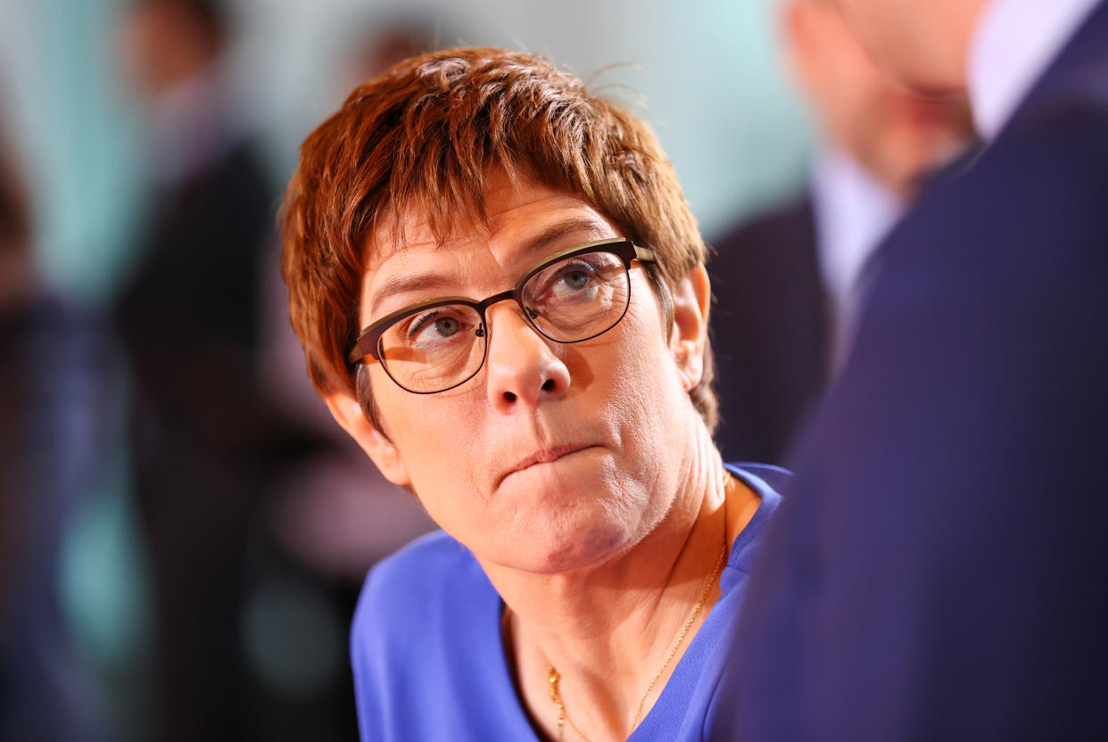 German Defence Minister Annegret Kramp-Karrenbauer attends the weekly cabinet meeting at the Chancellery in Berlin, Germany, January 8, 2020. REUTERS/Hannibal Hanschke