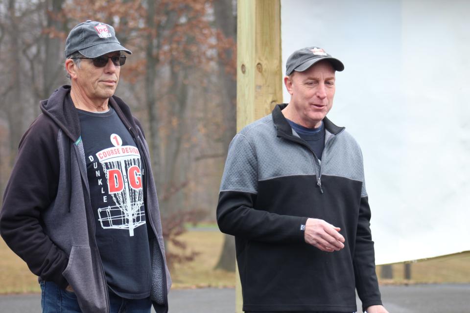 Charlie Greco (left) and Mike Dunkle (right) spoke during the ceremony.
