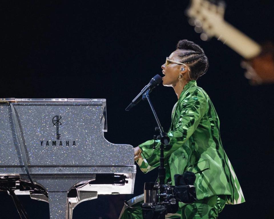 Alicia Keys performs at Spectrum Center in Charlotte on Sunday night. Ramon Rivas