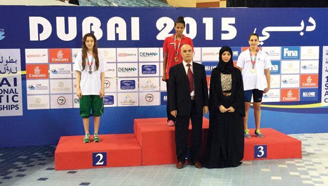 Yasmine Alameddine took bronze on the opening day (r).