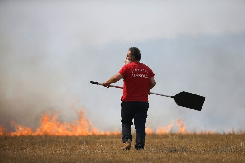 Wildfire rages as Spain experiences its second heatwave of the year, in Tabara