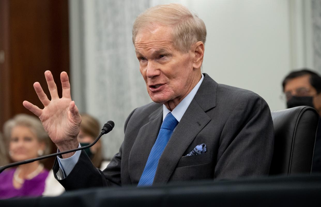 Bill Nelson, now administrator of NASA, speaks during a Senate Committee on Commerce, Science, and Transportation confirmation hearing on Capitol Hill on April 21, 2021 in Washington, DC.