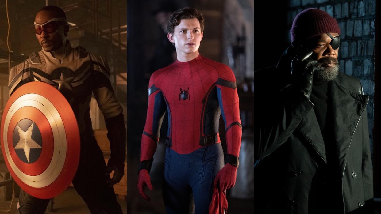  Anthony Mackie's Captain America, Tom Holland's Spider-Man and Samuel L. Jackson's Nick Fury 