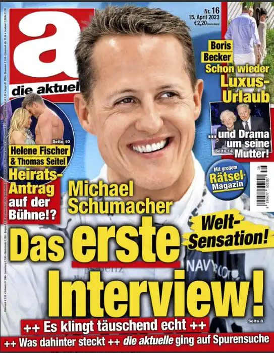 <span>El artículo contenía citas atribuidas a Schumacher, evocando su vida familiar desde el accidente y su estado de salud. (iKiosk)</span>