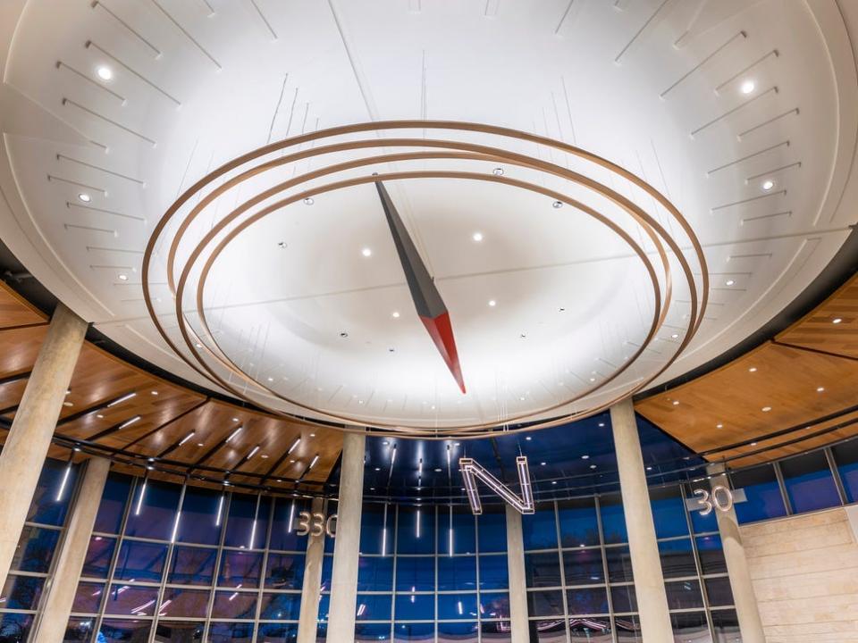 The compass ceiling above the American Airlines' Skyview 6 dining room.