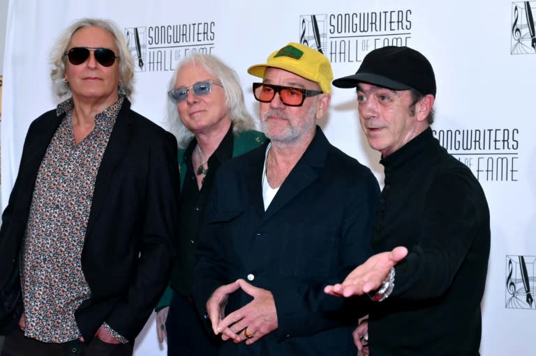 R.E.M. band members Peter Buck, Mike Mills, Michael Stipe and Bill Berry attend the Songwriters Hall of Fame 2024 induction and awards gala, where they delivered a surprise performance (ANGELA WEISS)