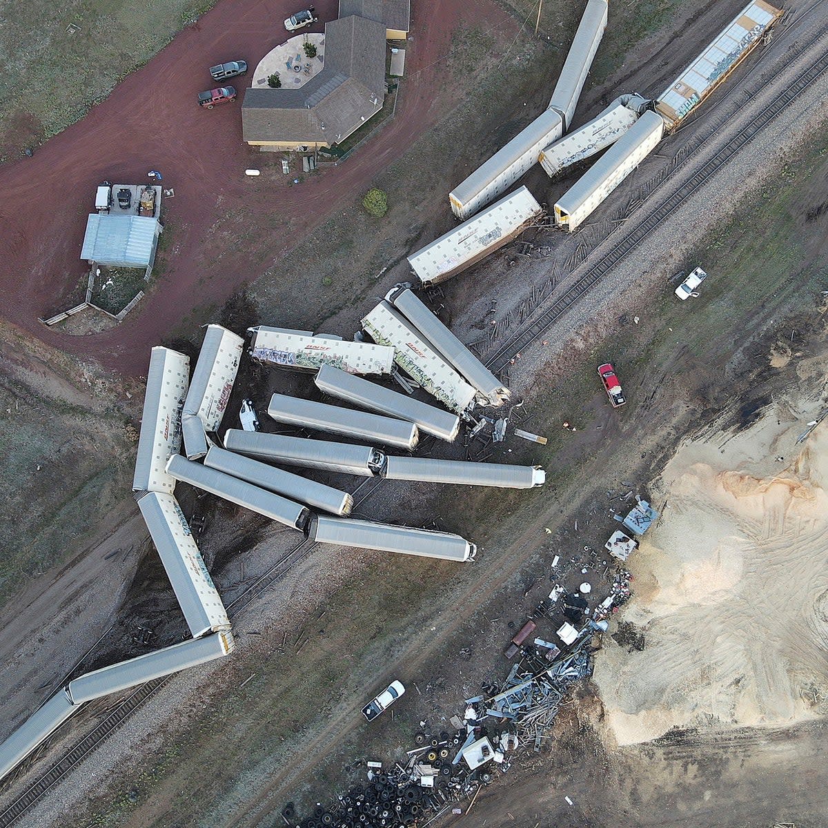 More than 20 freight cars were damaged (AP)