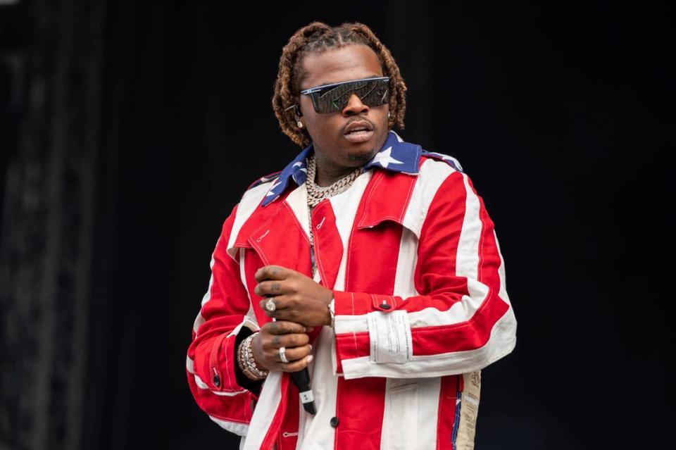 Gunna performs at the Wireless Music Festival, Crystal Palace Park, London, England, Friday, Sep. 10, 2021. (AP Photo/Scott Garfitt)