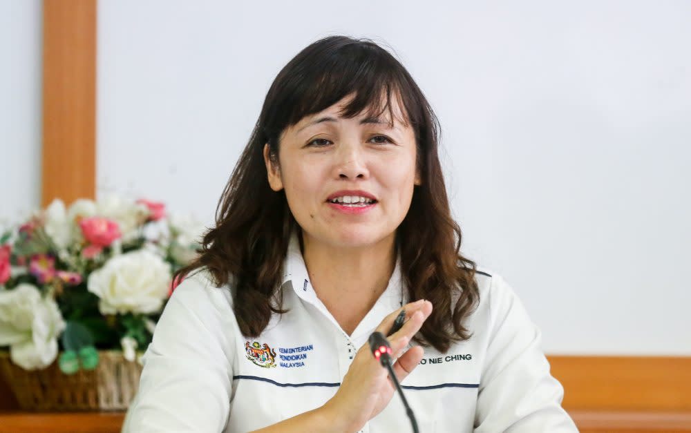 Deputy Minister of Education Teo Nie Ching speaks to reporters during her visit at SJK (T) Permatang Tinggi in Nibong Tebal June 25, 2019. ― Picture by Sayuti Zainudin