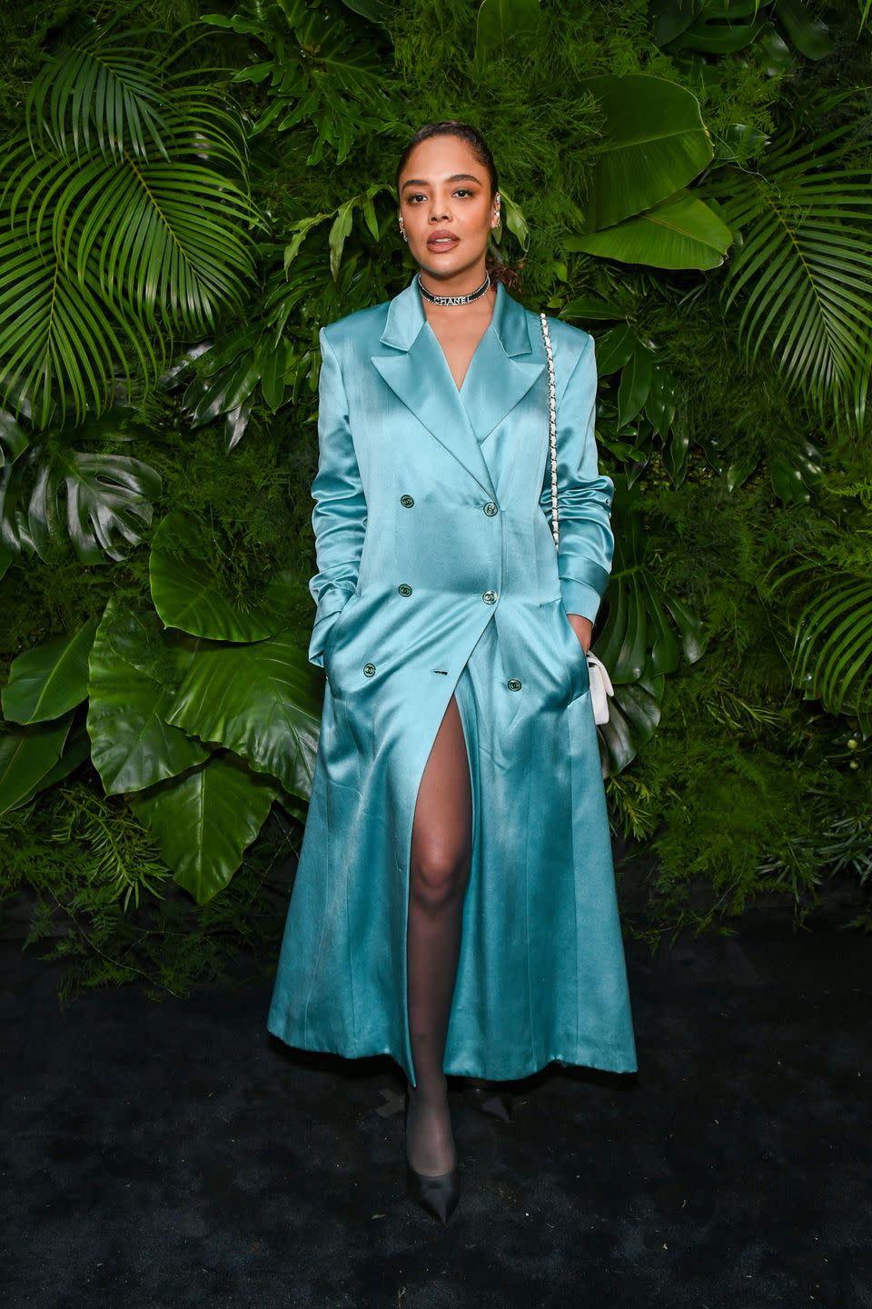 beverly hills, california march 11 tessa thompson, wearing chanel attends the chanel and charles finch pre oscar awards dinner on march 11, 2023 in beverly hills, california photo by jon kopaloffwireimage