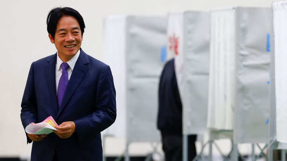 Lai Ching-te, the ruling Democratic Progressive Party's (DPP) presidential candidate, at a polling station in Tainan, Taiwan January 13, 2024 - Ann Wang/Reuters