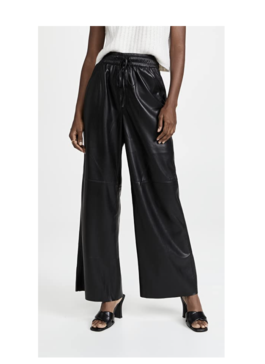 10) Good American Women's Leather Wide Leg Pants