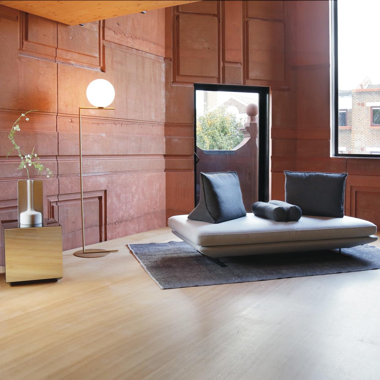 Ligne Roset x Aria apartment in Islington showing Prado sofa by Christian Werner and Mold vase by Kateryna Sokolova 