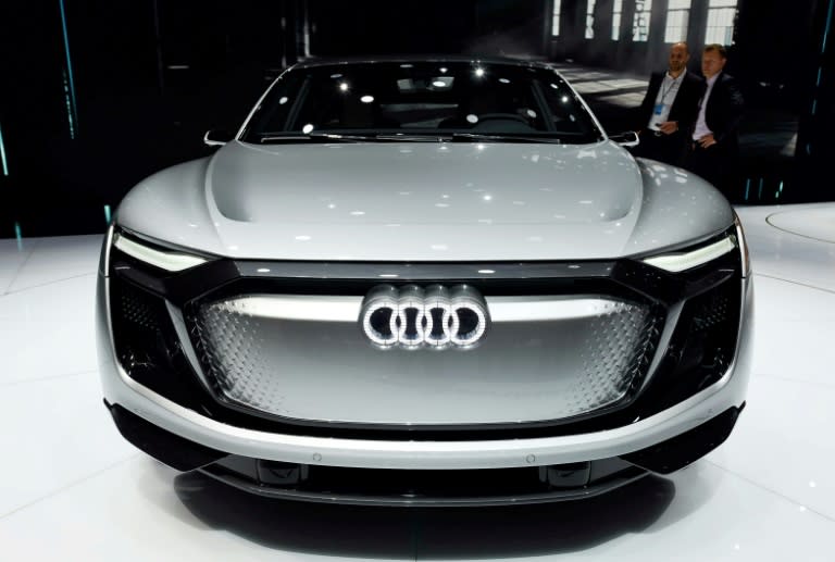 An Audi e-tron Sportback concept car at the Shanghai Auto Show on April 20, 2017. China's electric-car market is already the world's biggest, but a government proposal that automakers produce a quota of 'new-energy' vehicles is further charging it up