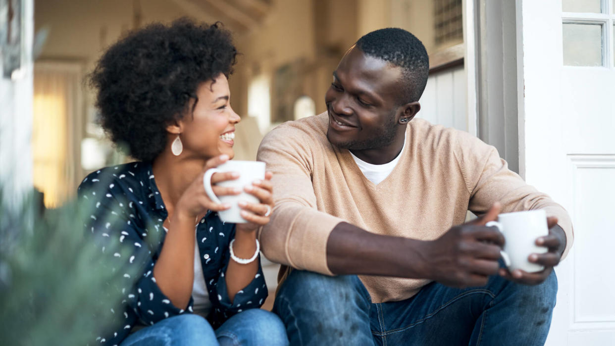 Cropped shot of a happy young couple spending time together outside.