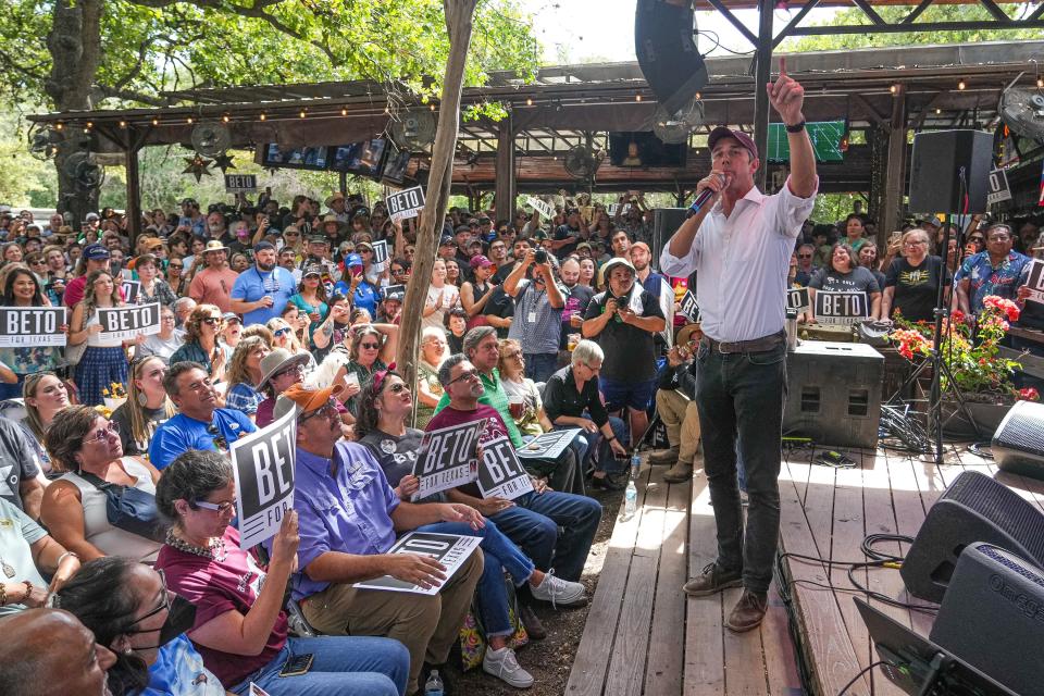 Democratic gubernatorial candidate Beto O'Rourke, appearing at a rally also featuring Willie Nelson last month in Austin, could not overcome incumbent Greg Abbott's favorability and record on issues voters viewed as most important.