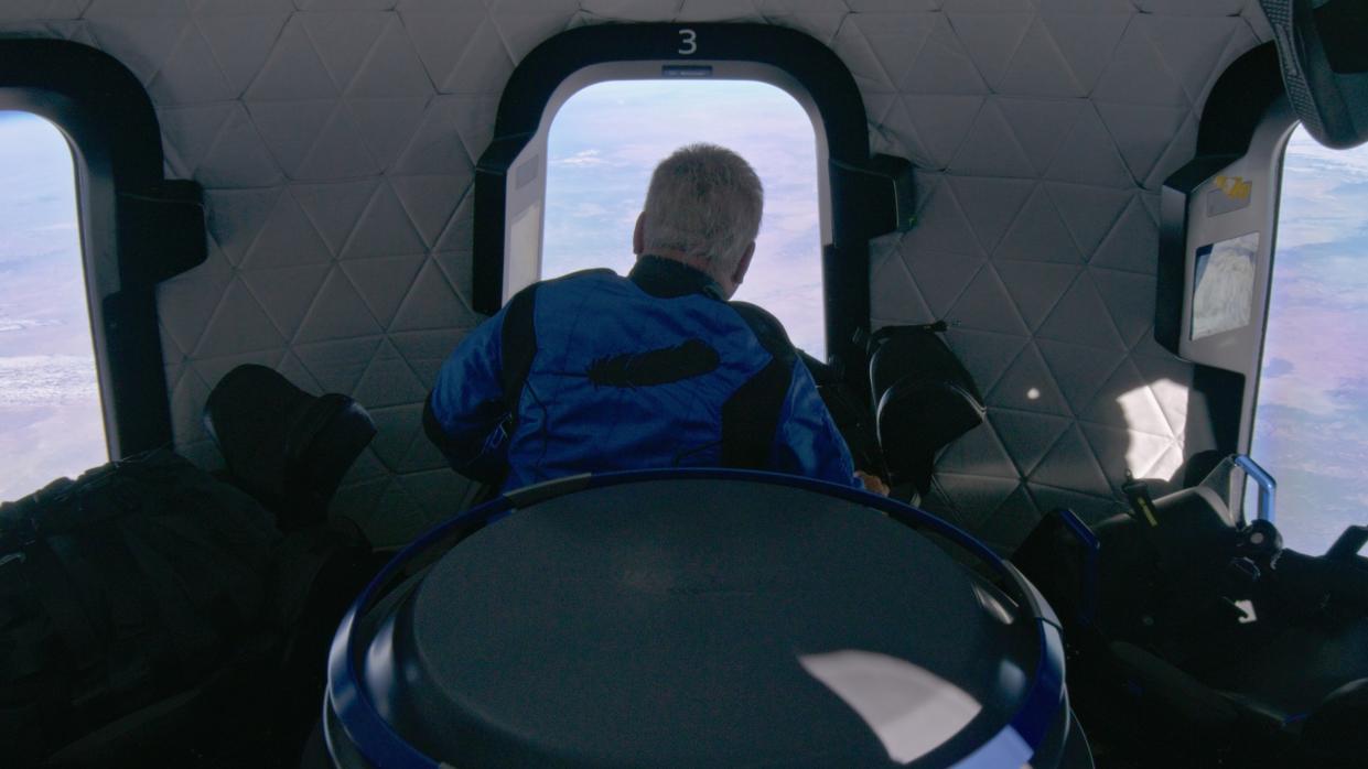 Shatner gazes out at the Earth from the vantage point of space in the documentary Shatner in Space (Photo: Amazon Prime Video)