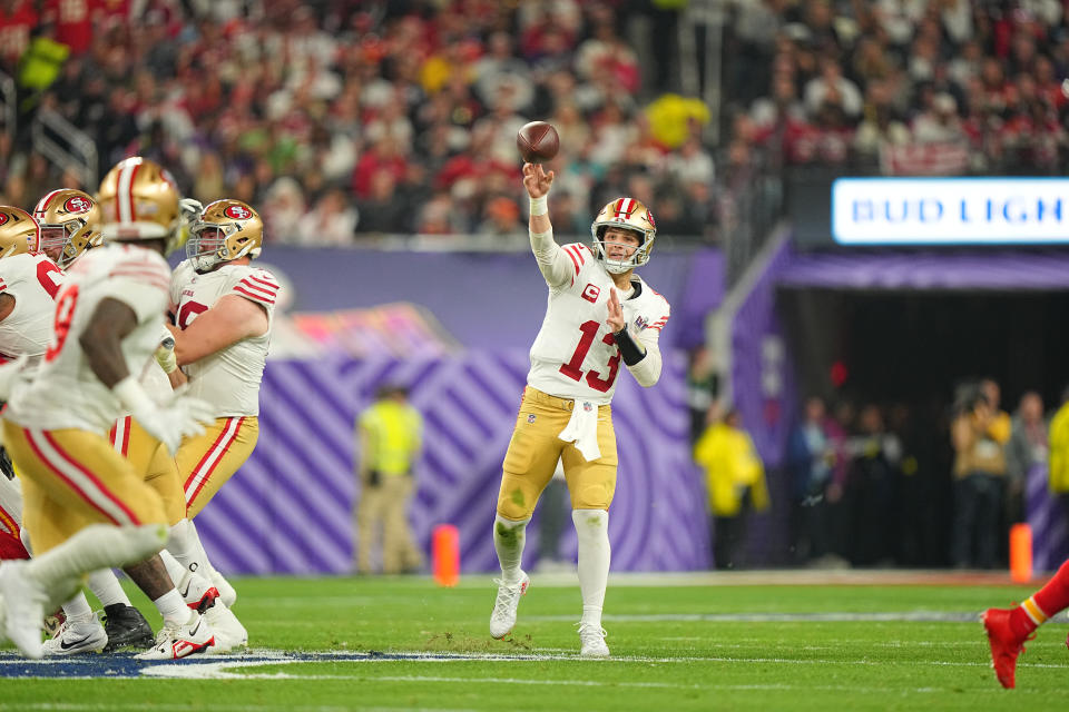 San Francisco 49ers Brock Purdy received a big pay bump through the NFL's performance-based program. (Photo by Erick W. Rasco/Sports Illustrated via Getty Images) 