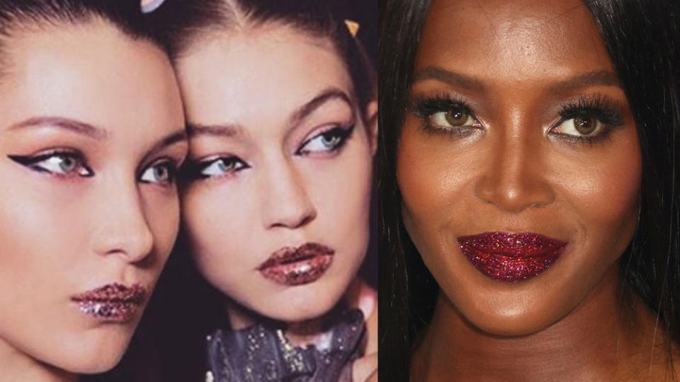 Von Bella und Gigi Hadid bis zu Naomi Campbell: Alle tragen Glitzer-Lippen